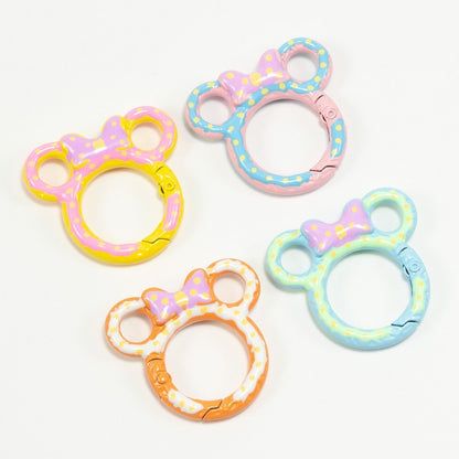 38*35mm Painted Color Spring Buckle Mickey Open Ring Hand Painted Spring Ring Keychain DIY Accessories Alloy Connecting Ring