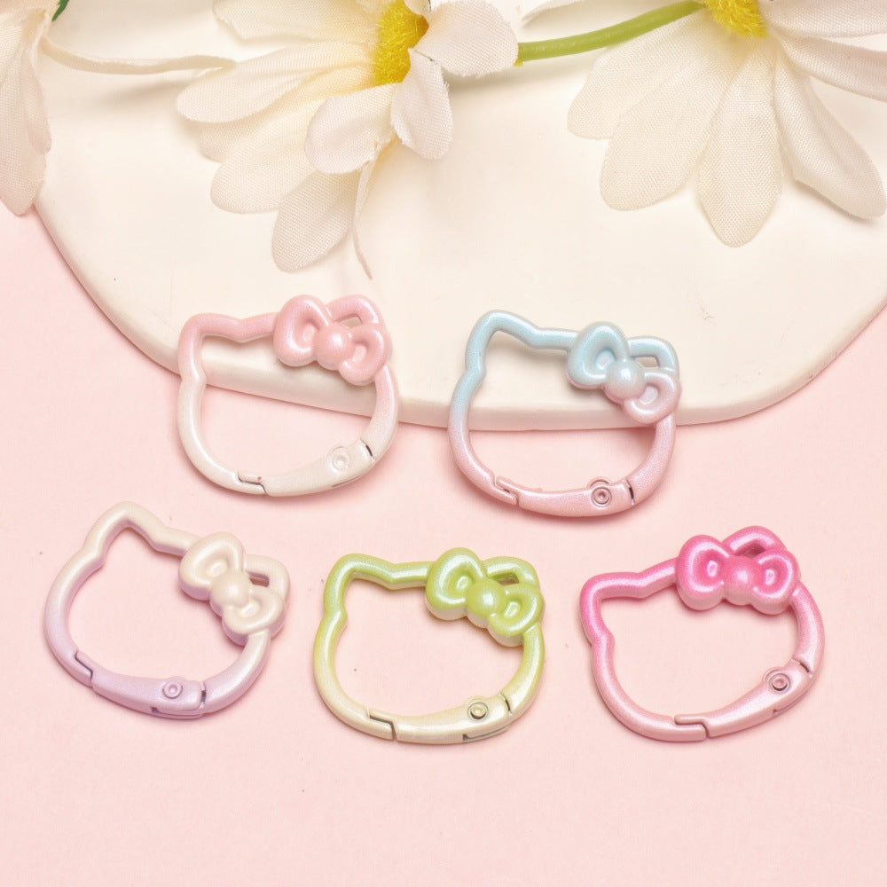 28*24mm Paint Gradual Change Color Spring Buckle Opening Ring Kt Cat Spring Ring Keychain DIY Accessories Alloy Accessories Wholesale