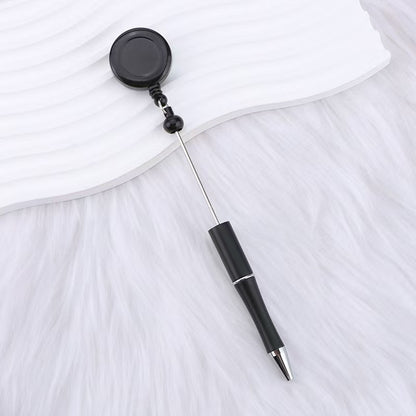 New easy-to-pull buckle beaded ballpoint pen, retractable plastic easy-to-pull retractable buckle, creative bead pen pull wire buckle