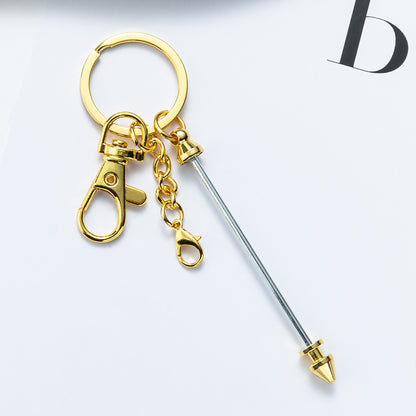 New DIY metal beaded keychain conical bullet pole key chain, luggage pendant pendant keychain