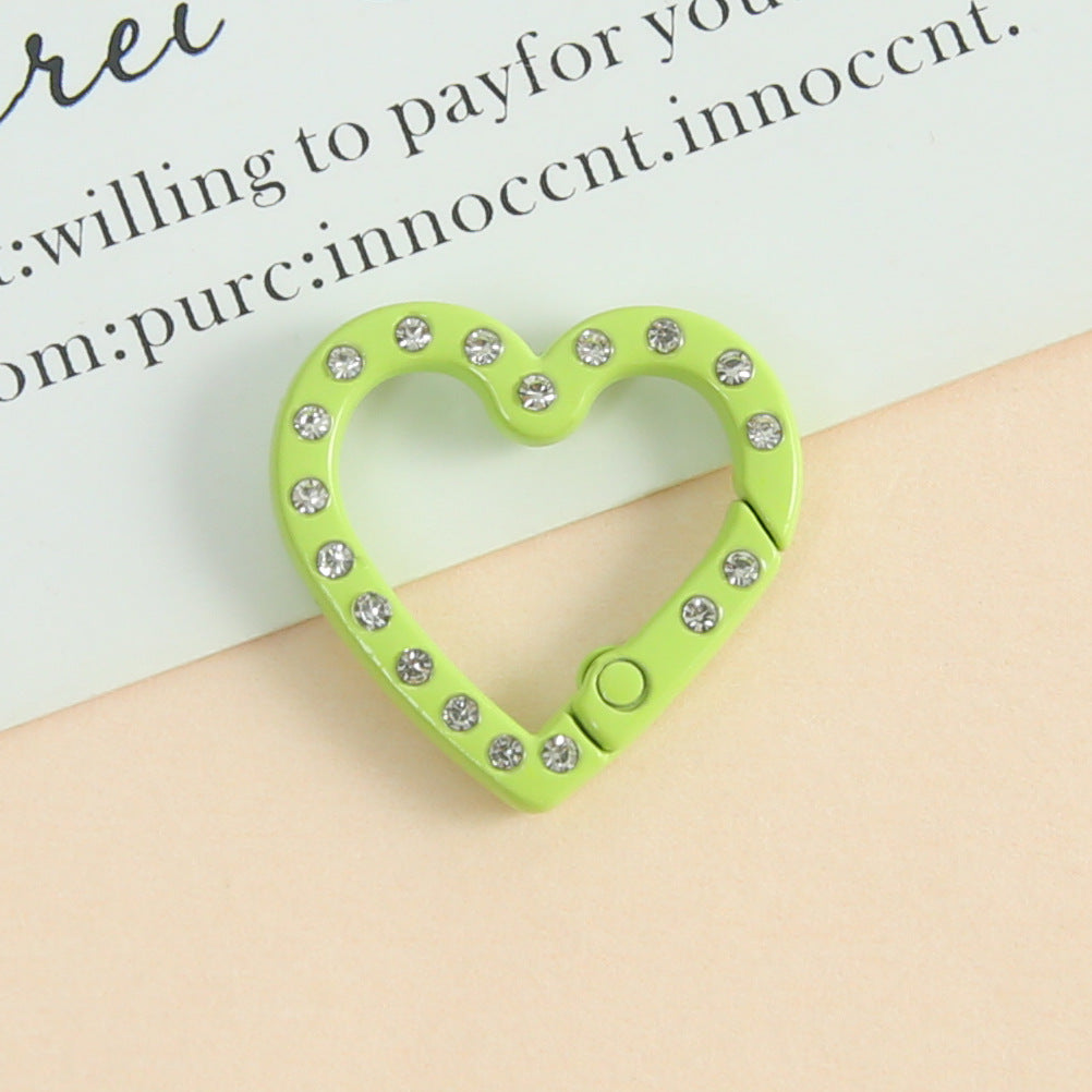 25 * 26Mm Candy Color Love Point Drill Spring Buckle Open Ring Mobile Phone Chain Keychain Handmade DIY Jewelry Accessories