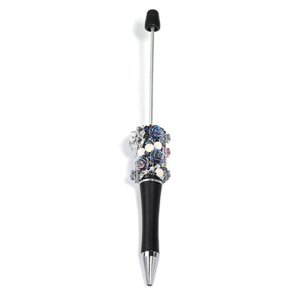 Cross-border rose bead pen wholesale creative DIY plastic beaded ballpoint pen hand sticker diamond bead pen