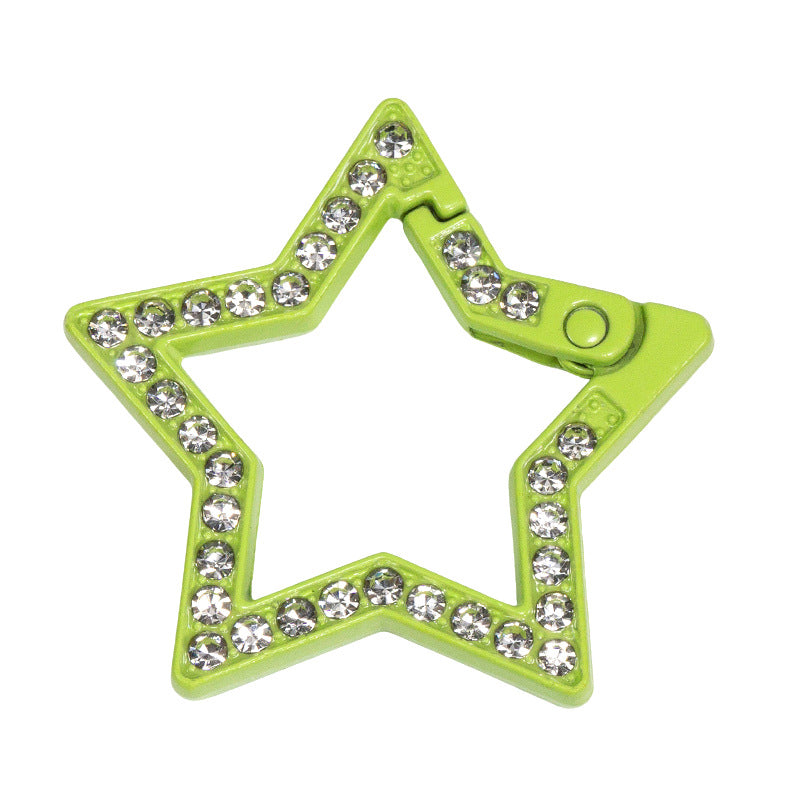 34mm Painted Diamond Spring Buckle Star Opening Ring Spring Ring Keychain DIY Small Accessories Alloy Connecting Ring