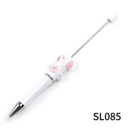 Heavy Industry DIY diamond-encrusted five-petaled flower bead pen multi-color rotating ballpoint pen spot wholesale support mixed batch