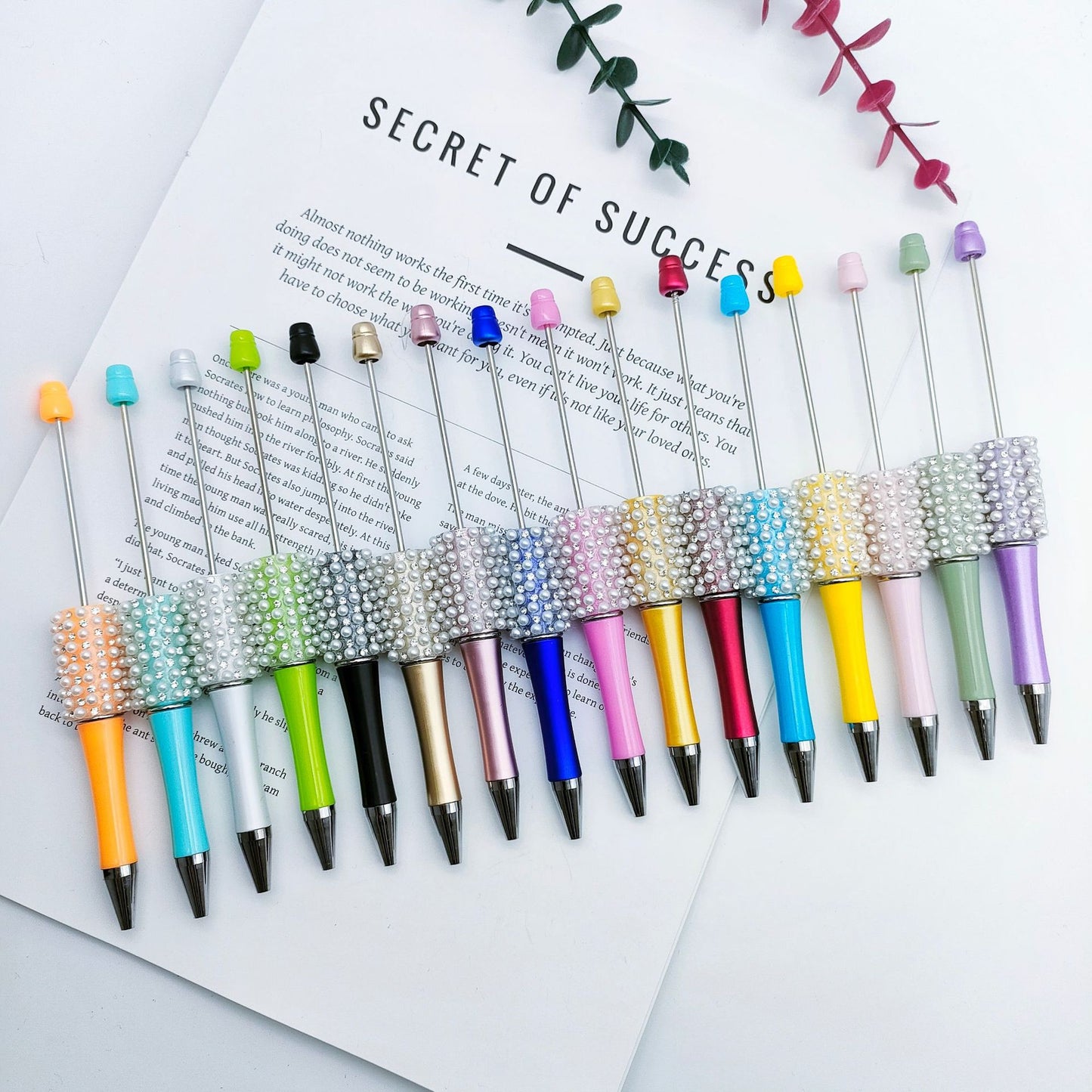 DIY Pearl Diamond Bead Pen Hand Sticker Diamond Ballpoint Pen Flash Diamond Pearl Diamond Beadedpen Spot Wholesale