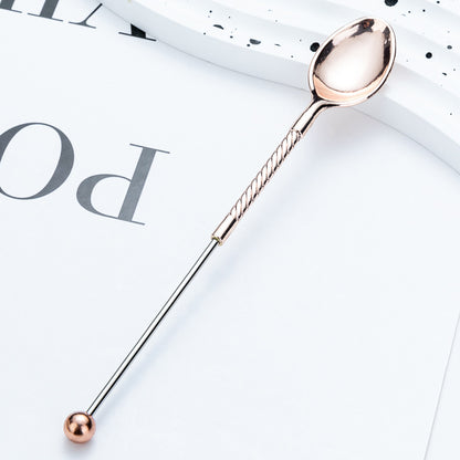 DIY beaded spoon simple coffee spoon cup stirring spoon creative fashion long handle spoon gift spoon dessert spoon