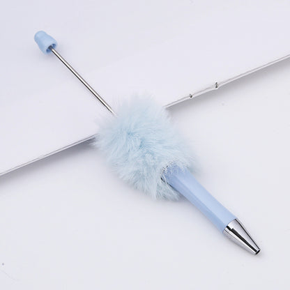 DIY plush bead pen new bead-piercing hairball bead pen cross-border Beadedpen cute cartoon gift pen
