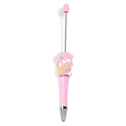 Cross-border rose bead pen wholesale creative DIY plastic beaded ballpoint pen hand sticker diamond bead pen