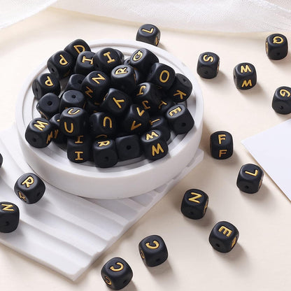 12 mm European and American English Alphabet Silicone Beads DIY Beaded Jewelry Bracelet Necklace Food Grade Silicone Alphabet Beads Random Mix