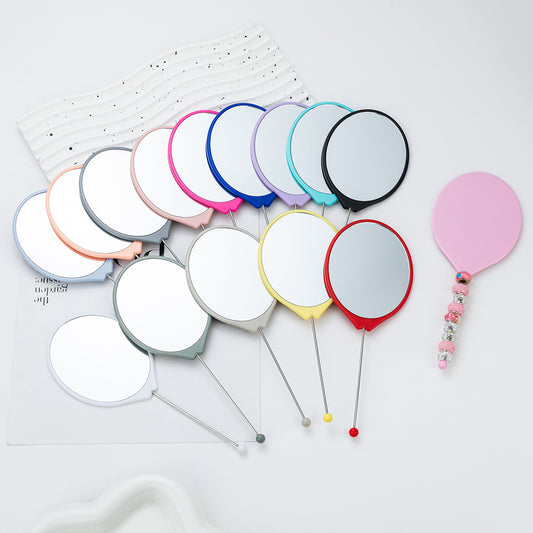New DIY beaded oval mirror portable high definition mirror handheld mirror, carry makeup small mirror
