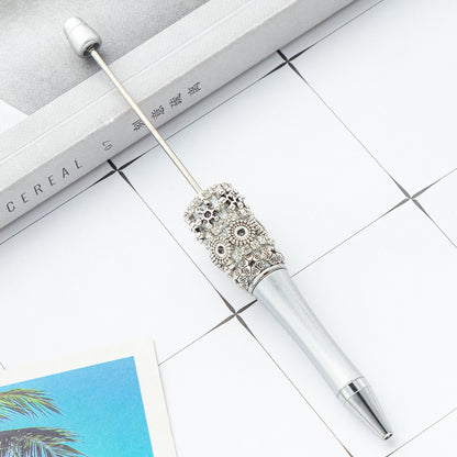 New DIY retro flower bead pen wholesale creative DIY handmade plastic bead pen cute girl heart plastic pen