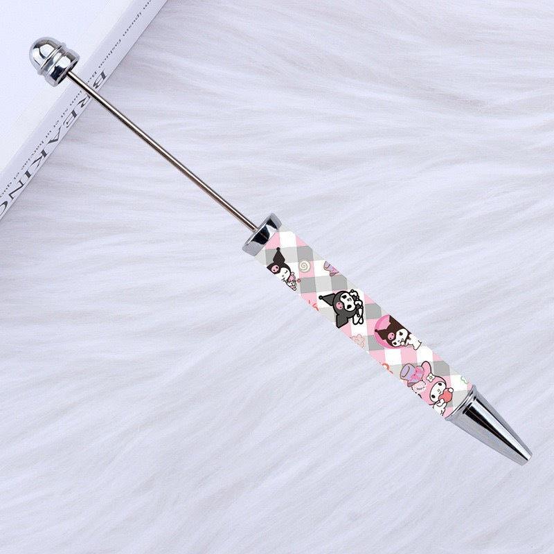 New Style DIY Plastic Beadable Pens with Cartoon Prints