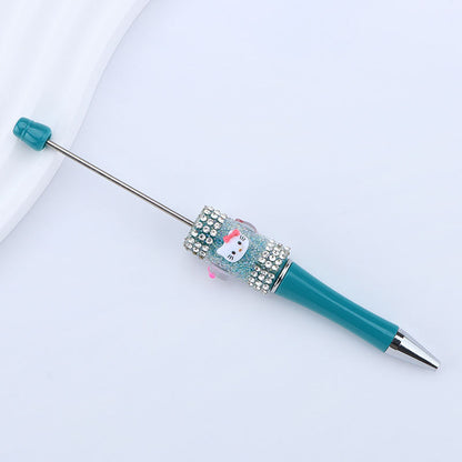 New KT cat litter sugar string bead pen DIY handmade cute fantasy cartoon cat cute jingle cat beaded ballpoint pen
