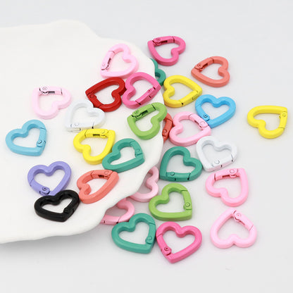 DIY Jewelry Accessories Love Paint Color Zinc Alloy Spring Buckle, Heart-shaped Open Spring Ring, Luggage Keychain