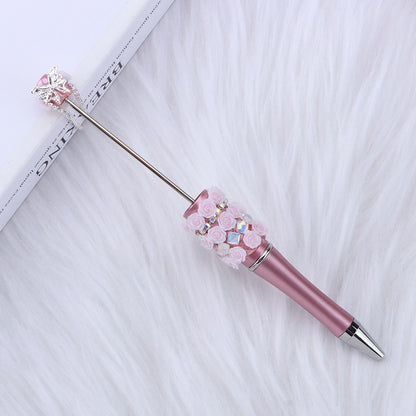 Creative DIY rose petal bead pen, exquisite handmade diamond beaded pen, girl heart blind box gift pen