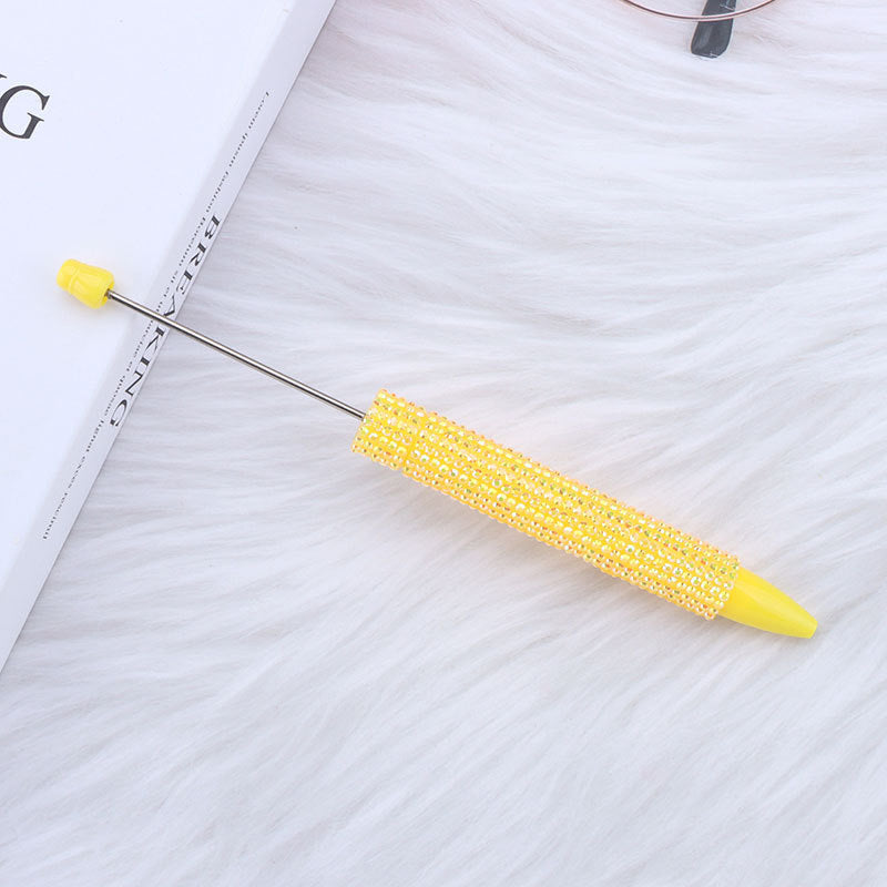 Cross-border long diamond-encrusted beaded pen DIY sticker full diamond beaded ballpoint pen creative cute girl heart gift pen