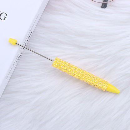 Cross-border long diamond-encrusted beaded pen DIY sticker full diamond beaded ballpoint pen creative cute girl heart gift pen