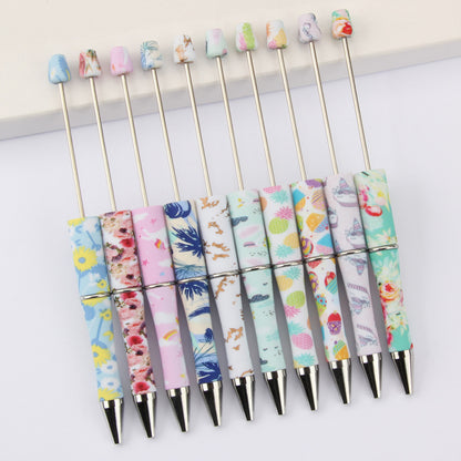 DIY bead pen printing pattern creative plastic beading puzzle leopard print floral cow tiger pattern bead pen wholesale