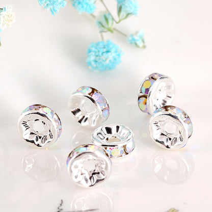 12Mm Hand-drilled Ring Spacer Beads, Colored Bracelet with Diamond Spacer Wheel Ring DIY Jewelry Accessories