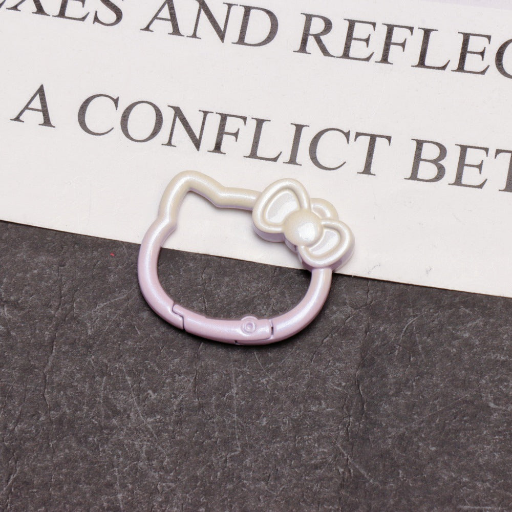 37*30mm Two-color Paint Gradual Change Cute Bow Kitten Spring Buckle DIY Accessories Keychain Bag Pendant