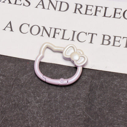 37*30mm Two-color Paint Gradual Change Cute Bow Kitten Spring Buckle DIY Accessories Keychain Bag Pendant