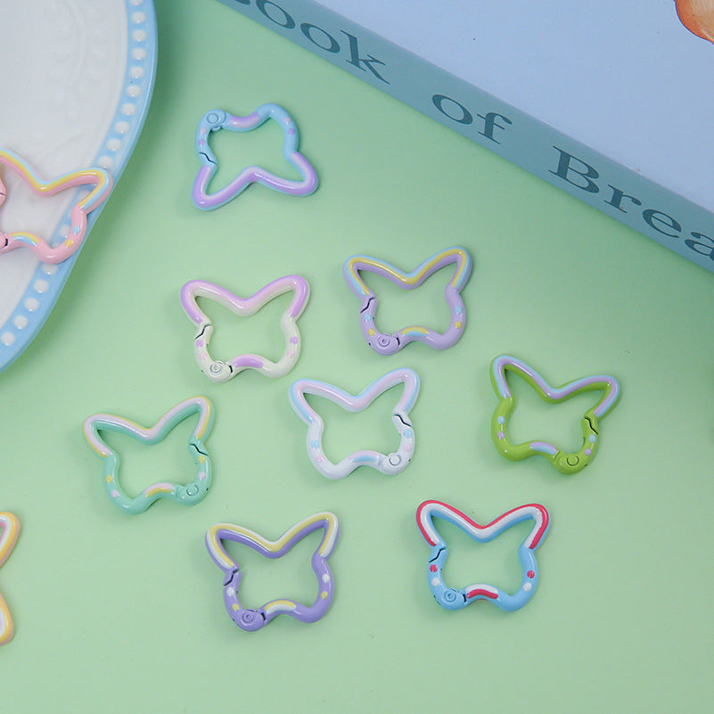 25*30mm Color Butterfly Spring Buckle Paint Alloy Buckle Handmade DIY Pendant Doll Bag Keychain Accessories
