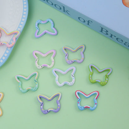 25*30mm Color Butterfly Spring Buckle Paint Alloy Buckle Handmade DIY Pendant Doll Bag Keychain Accessories
