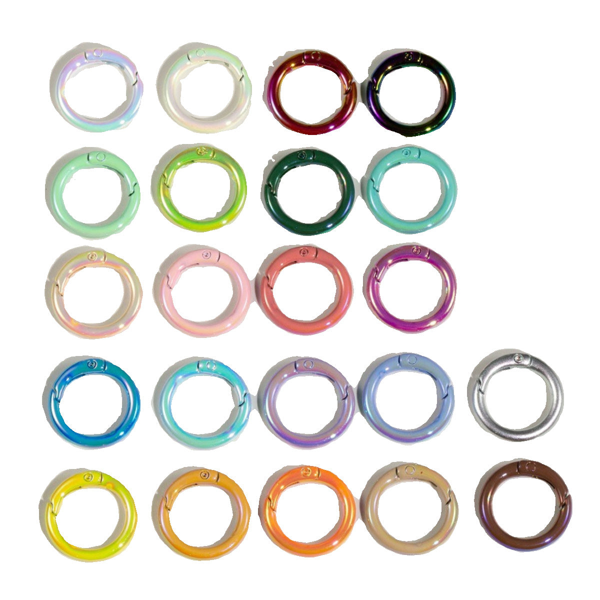 20Mm UV electroplated color spring buckle ab color Mapei spring ring DIY jewelry accessories alloy round connection keychain