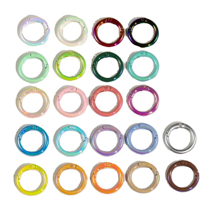 20Mm UV electroplated color spring buckle ab color Mapei spring ring DIY jewelry accessories alloy round connection keychain