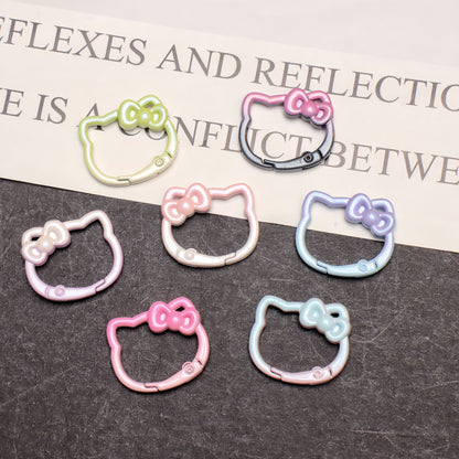 28*24mm Paint Gradual Change Color Spring Buckle Opening Ring Kt Cat Spring Ring Keychain DIY Accessories Alloy Accessories Wholesale