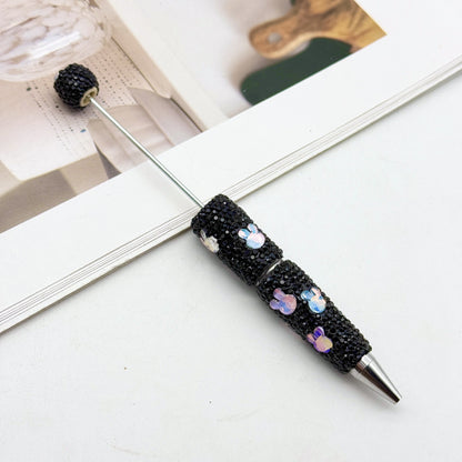 Cute mocha rabbit full diamond pen DIY colorful flash diamond bead pen cross-border hot-selling heavy industry gift pen spot