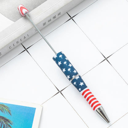 DIY plastic bead pen creative handmade leopard print floral cow bead pen wholesale printing new plastic bead pen
