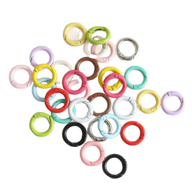 20mm Color Spring Buckle Paint Openable Connection Ring Keychain Mobile Phone Chain Jewelry Accessories