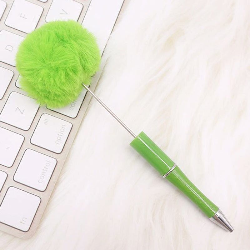 DIY hairball bead pen, cute furry gift pen, multi-color beadable ballpoint pen beadedpen spot