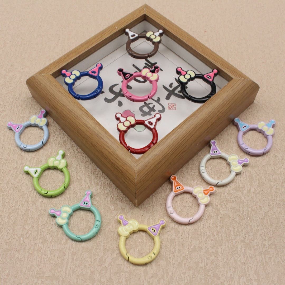 Random Mixed Color New Drip Kulomie Spring Buckle Bow Keychain DIY Accessories Alloy Open Connecting Ring