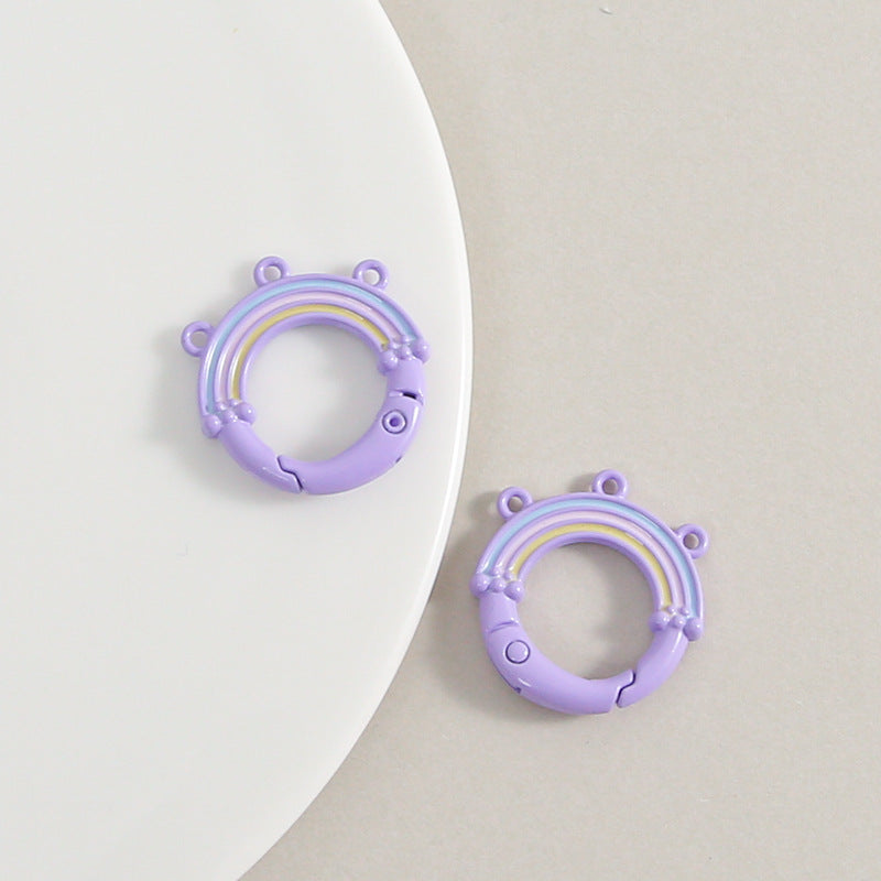 Creative Little Fresh Rainbow with Three Rings of Spring Buckle Jewelry Accessories Bag Buckle Keychain DIY Pendant Material Wholesale