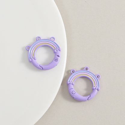 Creative Little Fresh Rainbow with Three Rings of Spring Buckle Jewelry Accessories Bag Buckle Keychain DIY Pendant Material Wholesale