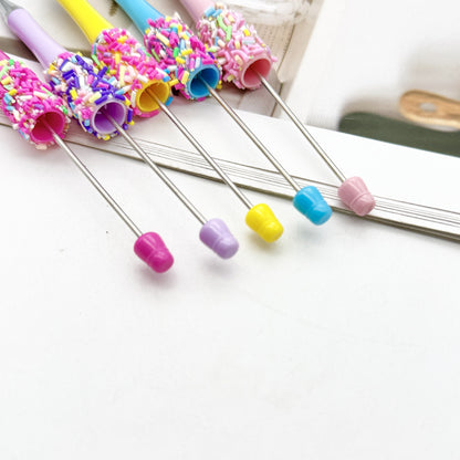 DIY colored sugar bead pen ins colored sugar needle candy cute pen, colored chocolate candy beaded ballpoint pen spot