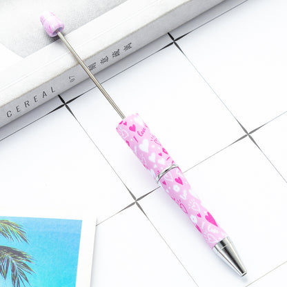 Creative DIY plastic bead pen Valentine's Day love series beaded ballpoint pen spot wholesale printing bead pen