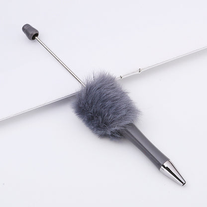 DIY plush bead pen new bead-piercing hairball bead pen cross-border Beadedpen cute cartoon gift pen