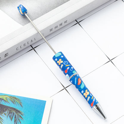 Creative DIY plastic bead pen new nurse section series beaded ballpoint pen spot wholesale printing bead pen