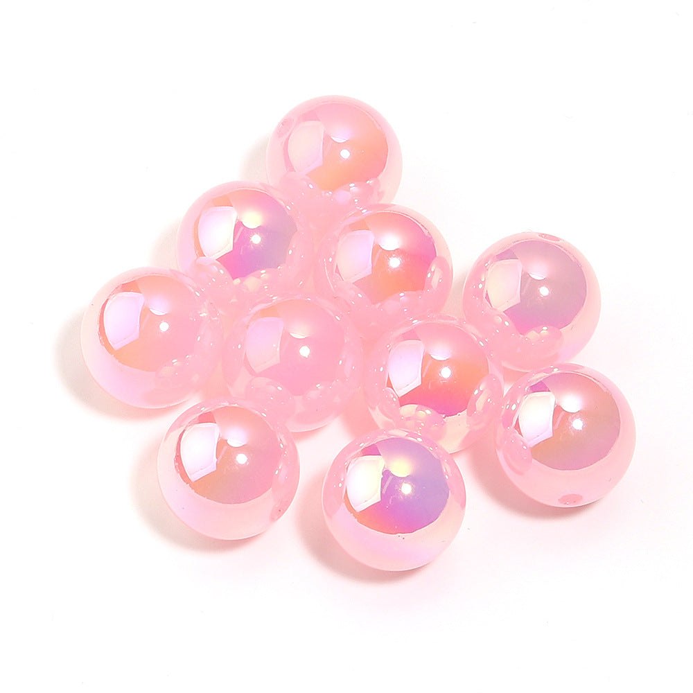 16Mm White Moonlight Plated Colored Round Beads Acrylic Magic Round Beads DIY Jewelry Accessories Versatile Pen Beads Beaded Loose Beads