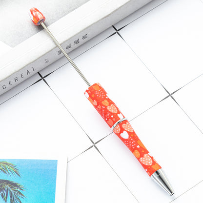 Creative DIY plastic bead pen Valentine's Day love series beaded ballpoint pen spot wholesale printing bead pen