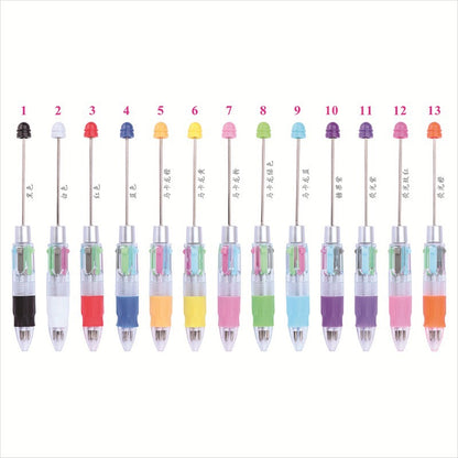 Four-color beaded strokes key marks plastic ballpoint pen DIY multi-color press-action promotional gift pen spot wholesale