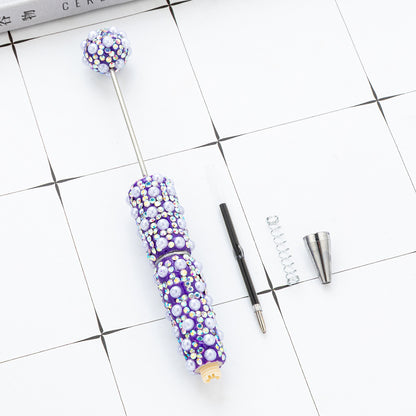 Cross-border DIY pearl bead pen handmade full of diamonds pearl bead pen swirling multi-color bead pen plastic pen