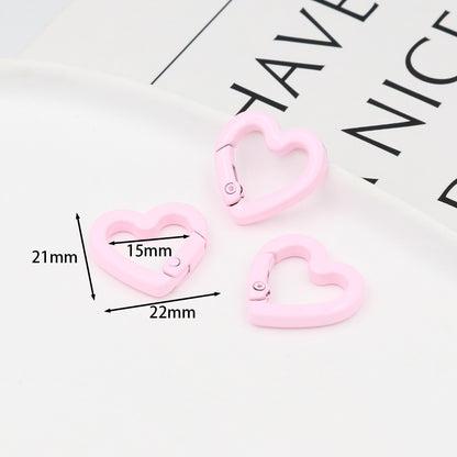 Love Paint Colored Zinc Alloy Spring Buckle, Heart-shaped Open Spring Ring, Luggage, Keychain DIY Jewelry Accessories Random Mix