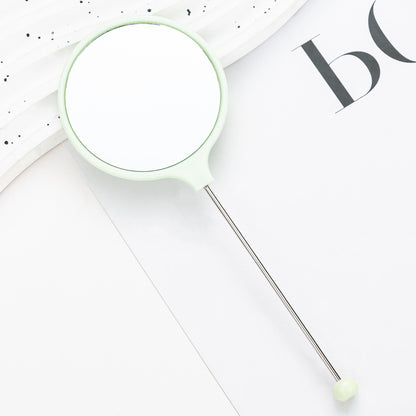 New DIY beaded handle mirror handheld makeup mirror portable single-sided vanity mirror plastic portable makeup mirror