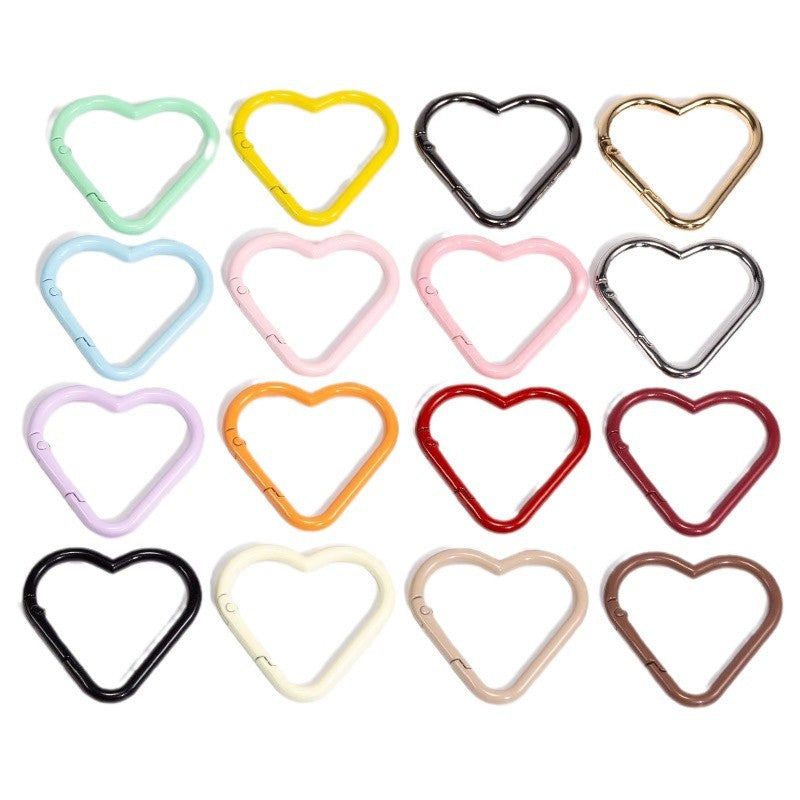 42*44mm Random Mixed Color  Paint Color Spring Buckle Love Mountaineering Buckle Portable Keychain Accessories Backpack Hanging Chain DIY