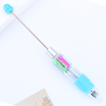 Creative four-color bead pen, multi-color refill, key mark plastic, ballpoint pen, four-color DIY push gift