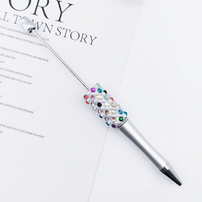 Gradual change color candy diamond bead pen DIY handmade diamond pearl agate ballpoint pen, cute creative gift pen